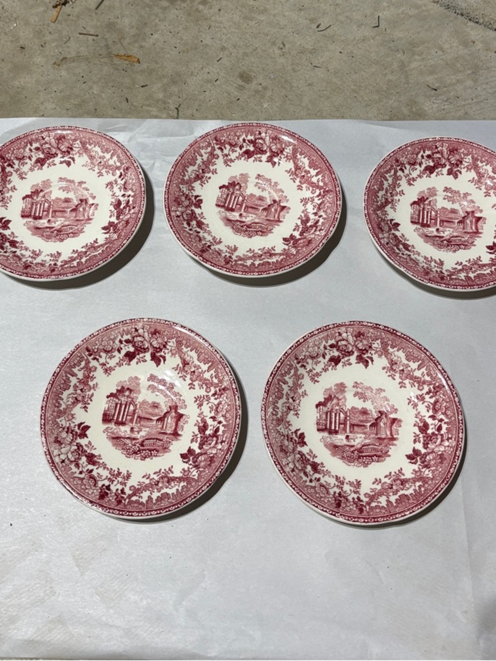 Mason’s vintage Red and White Transferware Dinner Bowls